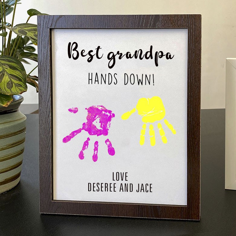 Personalized Best Grandpa DIY Handprint Sign Gift for Grandpa