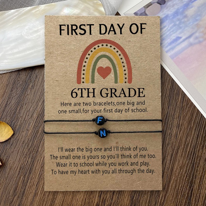 Personalized First Day of 6th Grade Matching Bracelets