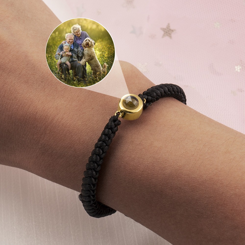 Personalized Braided Rope Memorial Photo Projection Bracelet