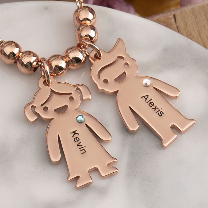 Engraved Children Necklace 1-15 Pendants Optional With Birthstone