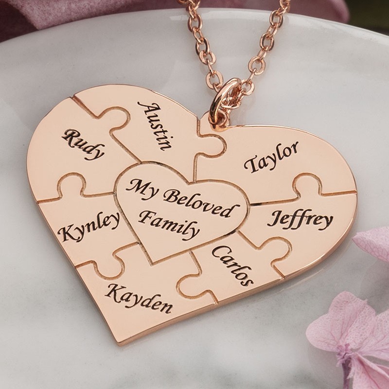 Personalized Heart Shape 1-8 Pieces Necklace Gift for Mom and Grandma