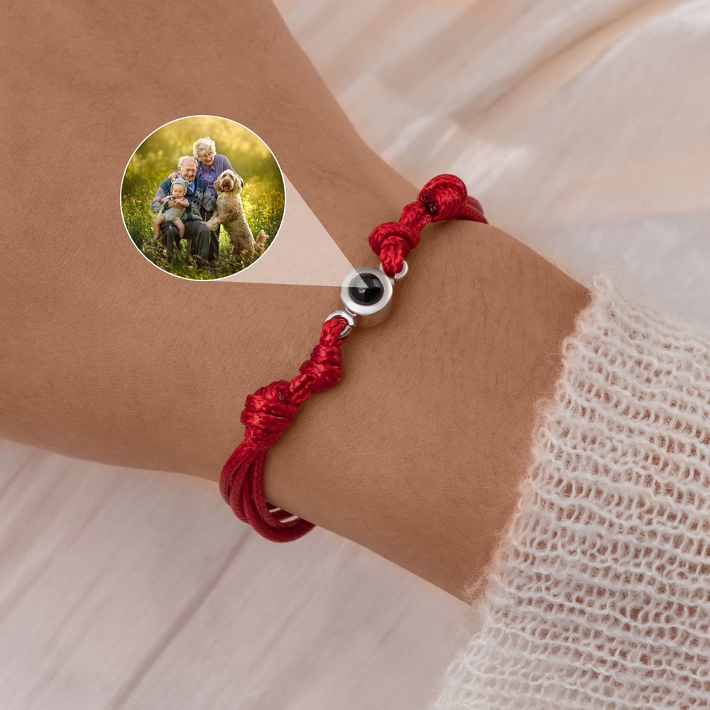 Personalized Braided Rope Memorial Photo Projection Bracelet for Mom, Grandma