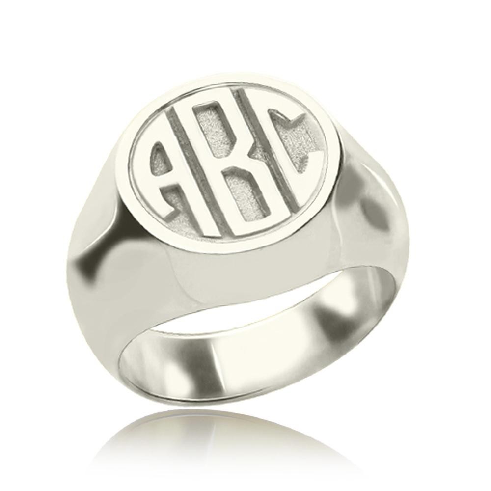 S925 Sterling Silver Personalized Engraved Monogram Ring