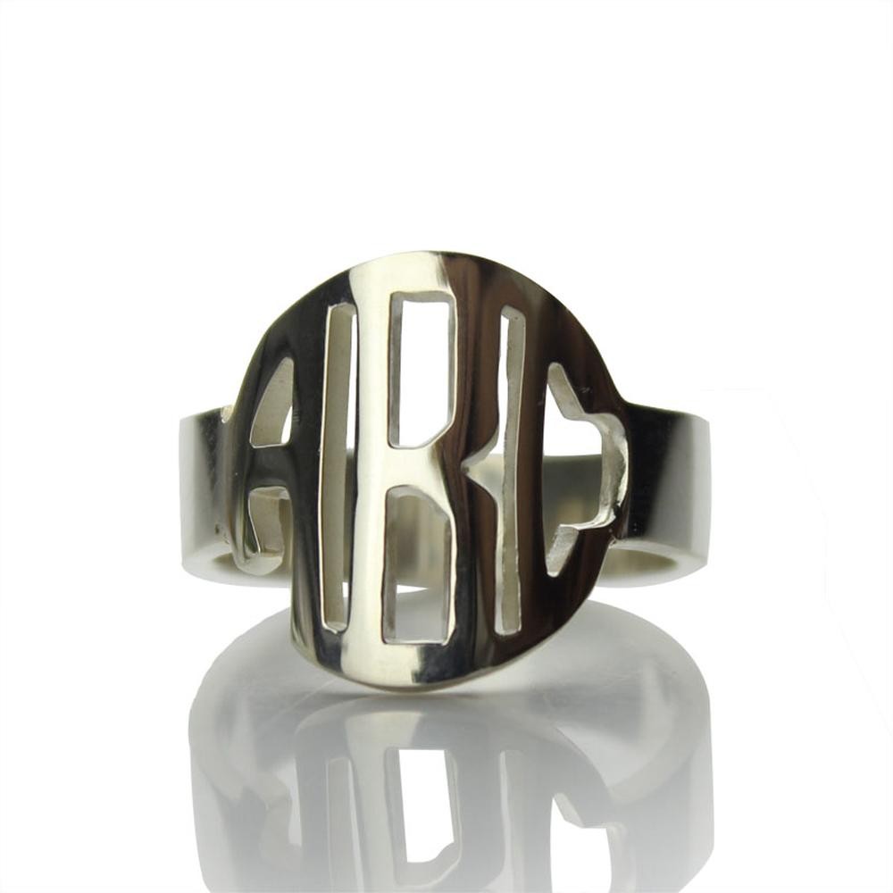 S925 Sterling Silver Personalized Engraved Monogram Ring