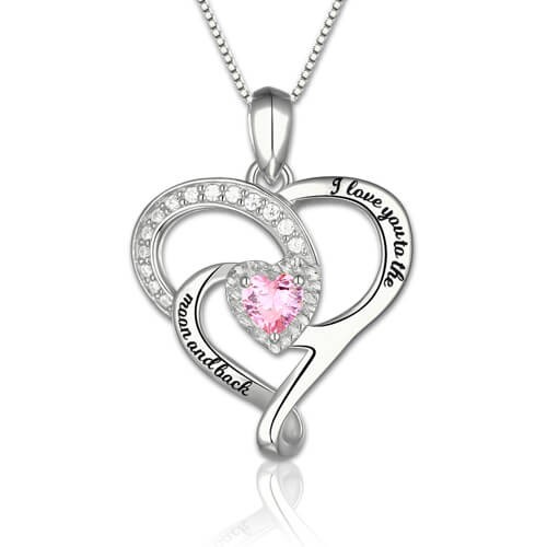 I Love You To The Moon And Back S925 Silver Birthstone Necklace