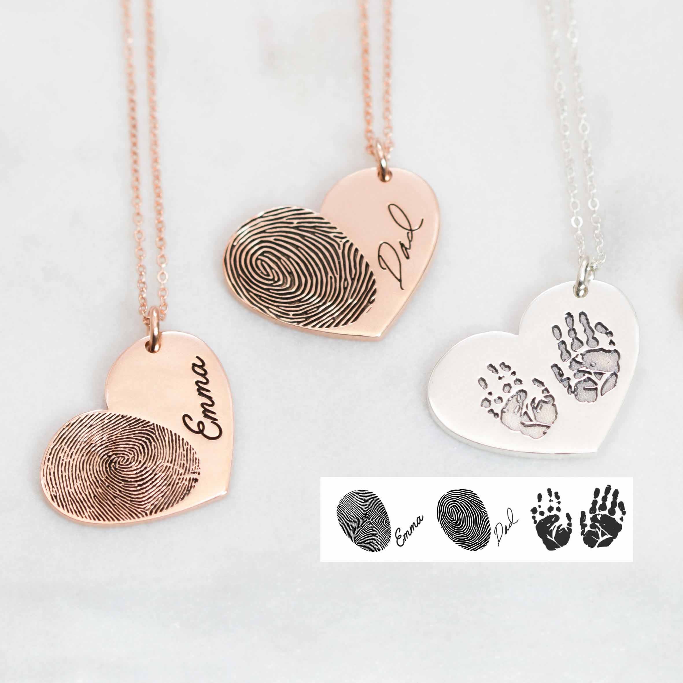 Engraved Fingerprint Handwriting Jewelry