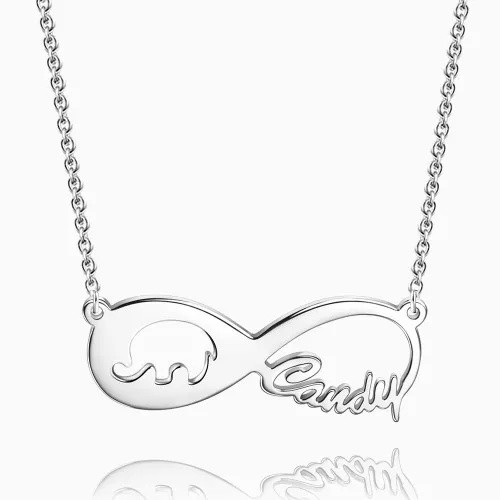 Lucky Elephant Infinity Name Necklace