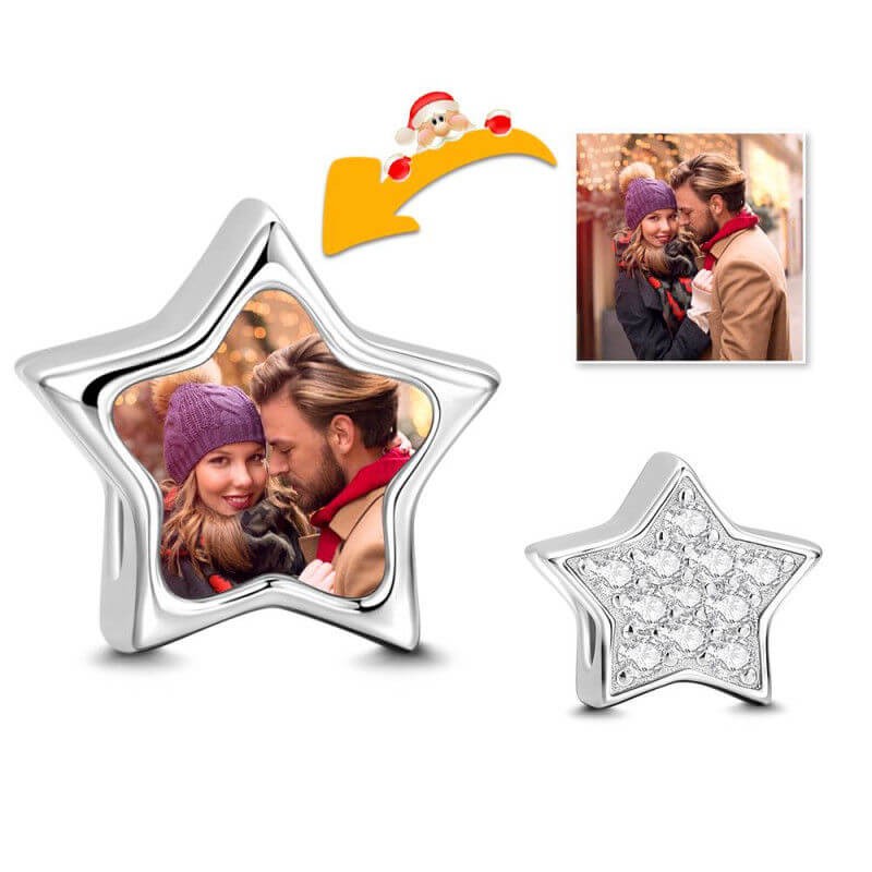 Swarovski Crystal Star Photo Charm Silver