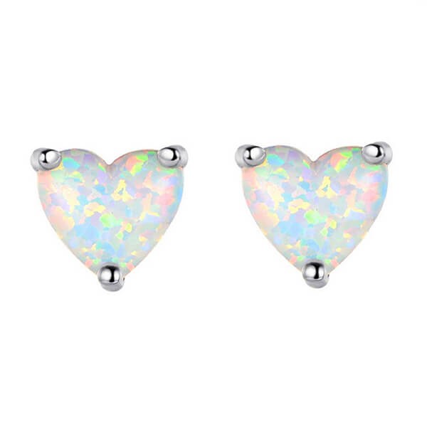 Copper Opal Heart Studs Earring