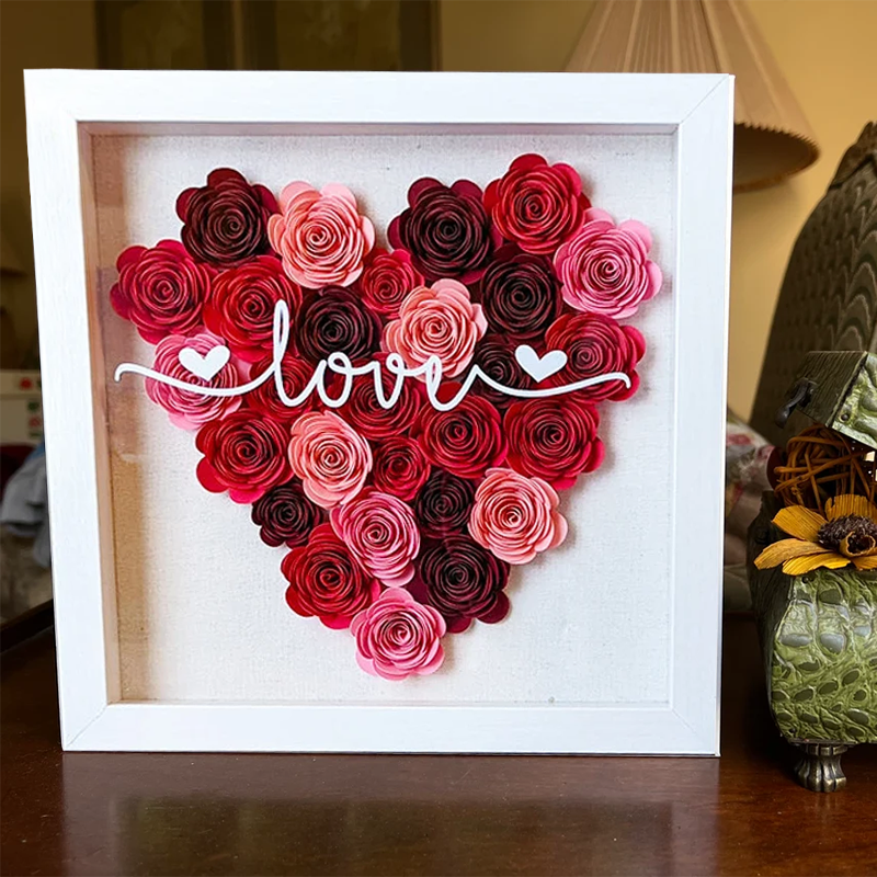 Love Gift Personalized Paper Flower Rose Shadow Box Christmas Birthday Gift for Her