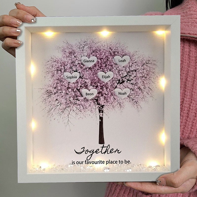 Personalized Light Up Family Tree Box Frame with 1-25 Names Mother's Day Gift For Grandma, Mom