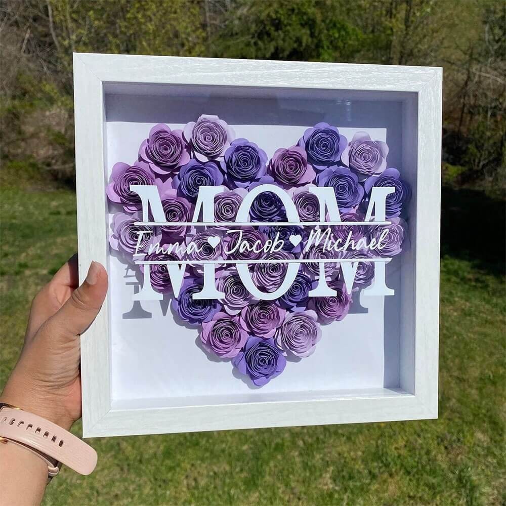 Limited Time Discount! Personalized Mom Flower Shadow Box Gift for Mother's Day