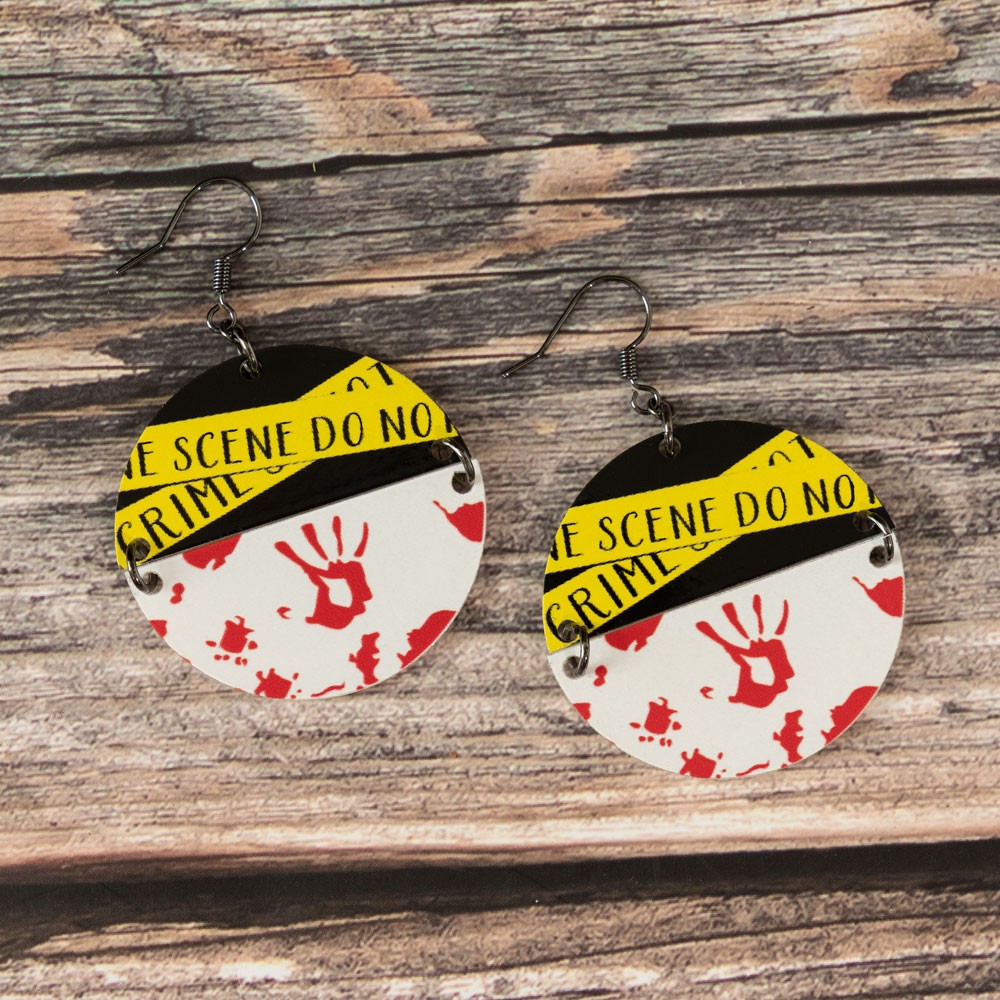 Halloween Crime Scene Spooky Scary Earrings Gift For Her