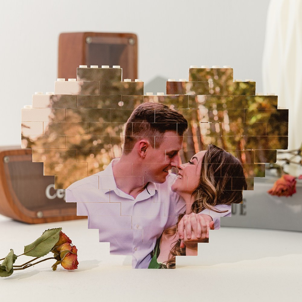 Personalized Heart Shaped Photo Block Love Gift for Her Valentine's Day Gift for Soulmate Anniversary Gift for Wife