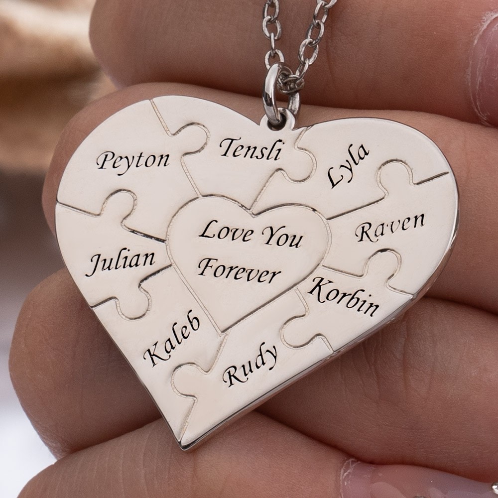 Personalized Heart Shape 1-8 Pieces Necklace Gift for Mom and Grandma