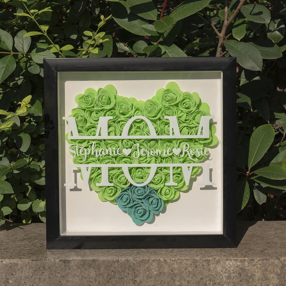 Personalized Mom Flower Shadow Box Gift for Mother's Day