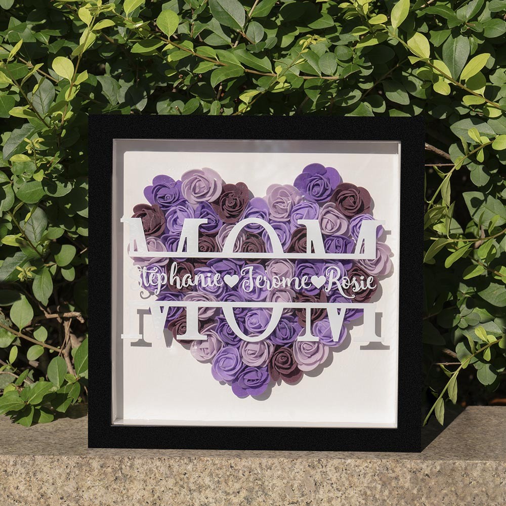 Personalized Mom Flower Shadow Box Gift for Mother's Day