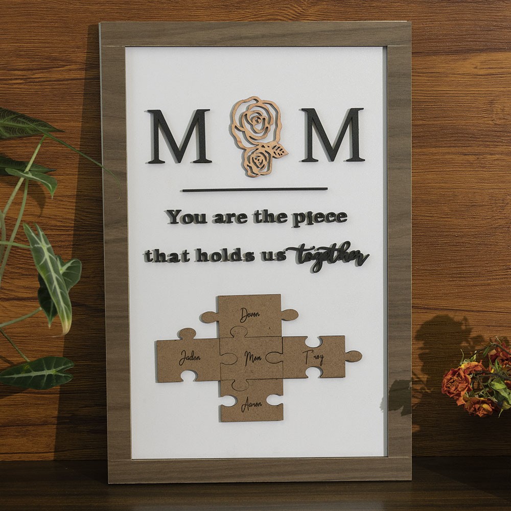 Personalized Mom You Are the Piece that Holds Us Together 1-15 Puzzle Pieces Name Sign Mother's Day Gift