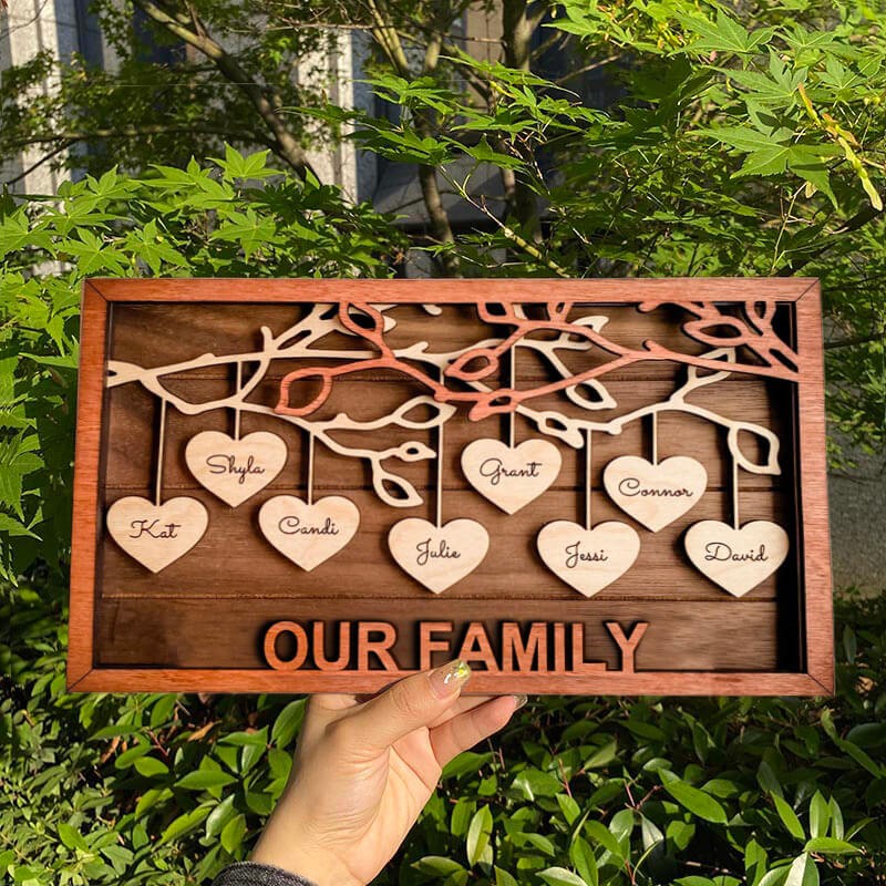 Personalized Family Tree Wood Sign Name Engravings Home Wall Decor